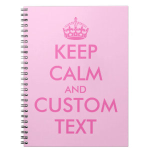 Caderno Espiral Pink Mantenha Calmo notebook   Texto personalizado