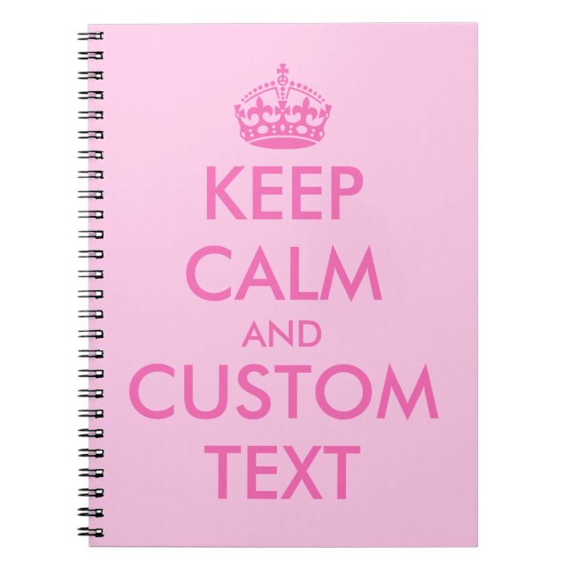 Caderno Espiral Pink Mantenha Calmo notebook | Texto personalizado (Frente)