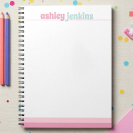 Caderno Espiral Pink & Mint Personalized Name Spiral Notebook