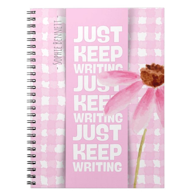 Caderno Espiral Pink Motivational Gingham (Frente)
