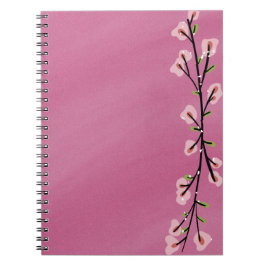 Caderno Espiral Pink Notebook with Floral Accent – Cute Aesthetic