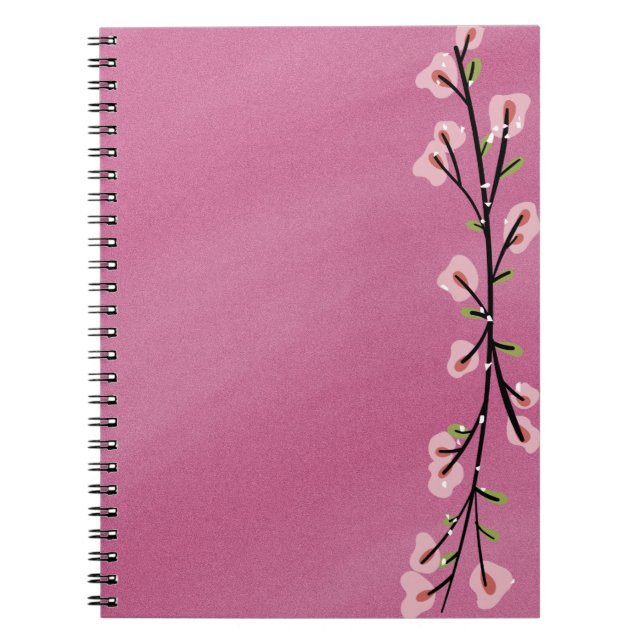 Caderno Espiral Pink Notebook with Floral Accent – Cute Aesthetic  (Frente)