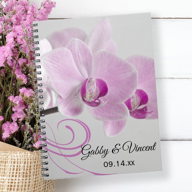 Caderno Espiral Pink Orchid Elegance Wedding (Criador carregado)