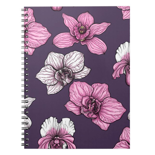 Caderno Espiral Pink orchid flowers (Frente)