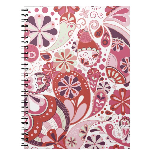 Caderno Espiral Pink paisley background (Frente)