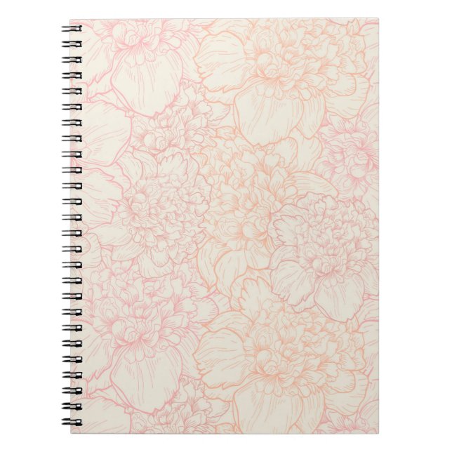 Caderno Espiral Pink Peony Floral Patterno (Frente)