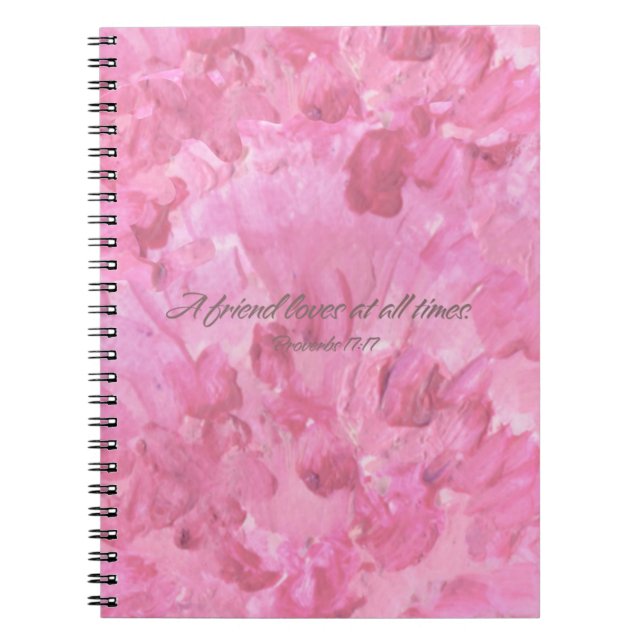 Caderno Espiral Pink Peony - Um Amigo Ama (Frente)