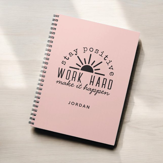 Caderno Espiral Pink Positive Motivational Mantra with Any Name (Criador carregado)