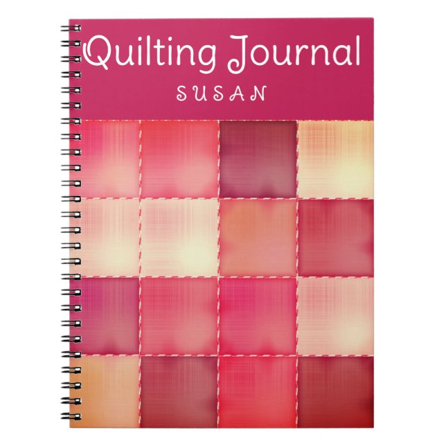 Caderno Espiral Pink Quilt Personal Quilting Journal Notebook (Frente)
