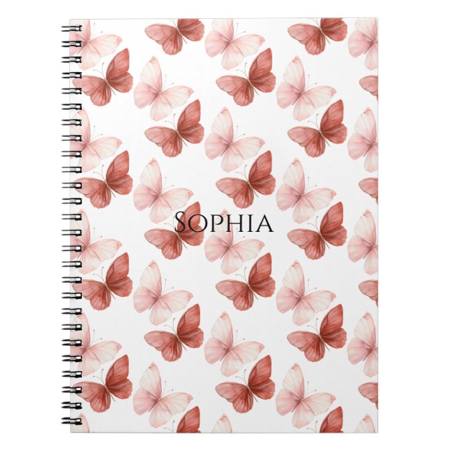 Caderno Espiral Pink Red Butterflies   (Frente)