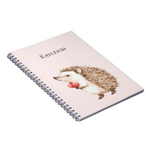 Caderno Espiral Pink Red Hearts Hedgehog