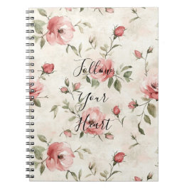 Caderno Espiral Pink Roses Floral 