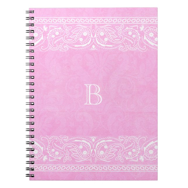 Caderno Espiral Pink Rustic Paisley País Ocidental Simples Chic (Frente)