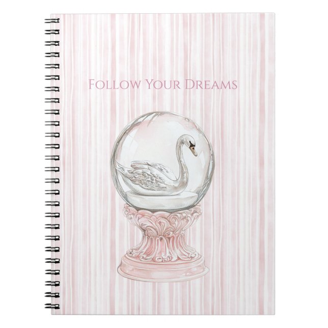 Caderno Espiral Pink Stripes Swan   (Frente)