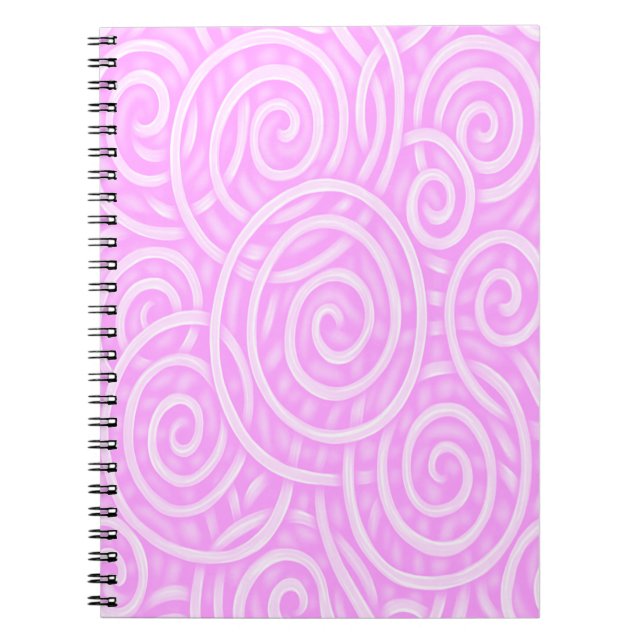 Caderno Espiral Pink Swirl Notebook – Soft Neon Pastel Aesthetic  (Frente)