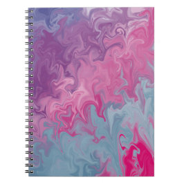 Caderno Espiral Pink & Teal Liquid Marble Abstract Pattern