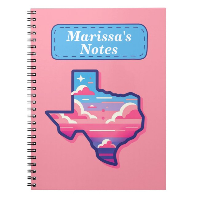 Caderno Espiral Pink Texas e Blue Cotton Candy Skies (Frente)