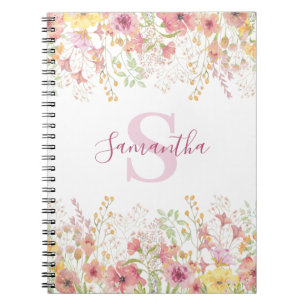 Caderno Espiral Pink Wildflower Personalizado