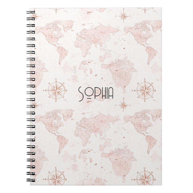 Caderno Espiral Pink World Map (Frente)