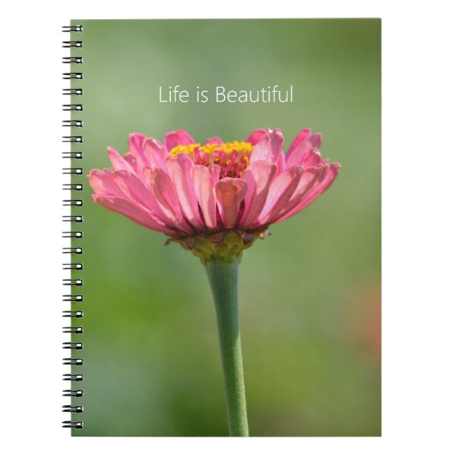Caderno Espiral Pink Zinnia Flower (my photography) (Frente)