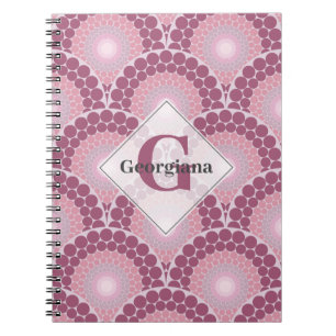 Caderno Espiral Pinks Radiantes Monogramas Dusky Rosa Mandala