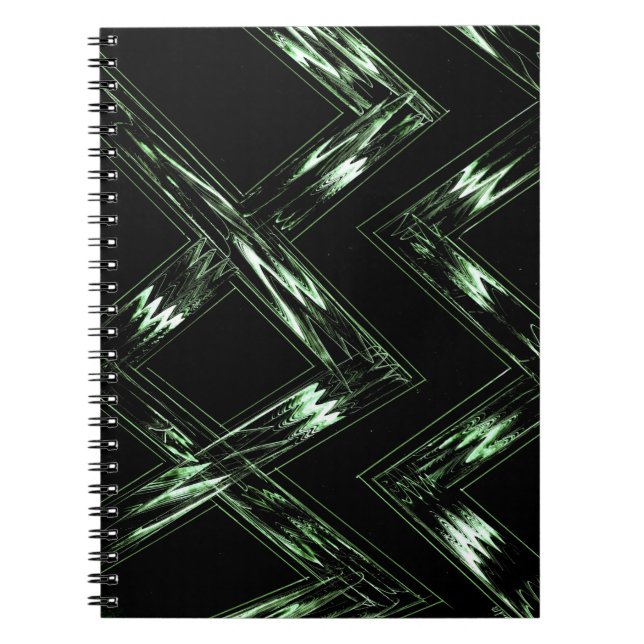 Caderno Espiral Pino Padrão em Verde a Preto (Frente)