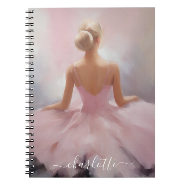 Caderno Espiral Pintada Ballerina a rosa (Frente)