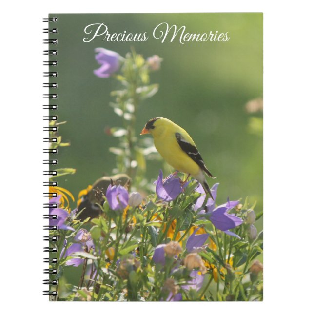 Caderno Espiral Pintassilgo em uma Flor de Campainha (Frente)