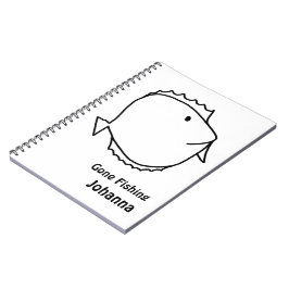 Caderno Espiral Pinte-me. Peixe Preto e Branco