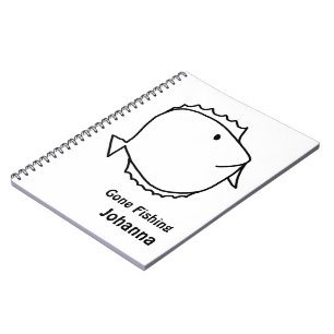 Caderno Espiral Pinte-me. Peixe Preto e Branco