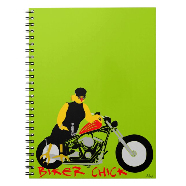 Caderno Espiral PINTINHO BIKER sentado em sua moto (Frente)