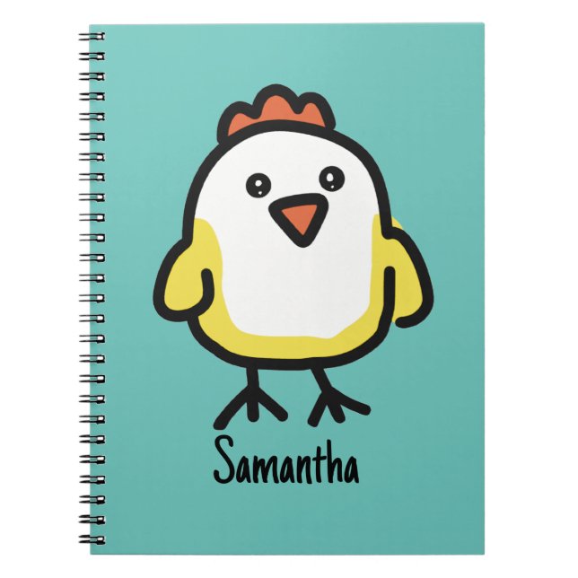 Caderno Espiral Pintinho de frango Kawaii Cute (Frente)