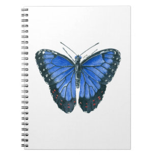 Caderno Espiral Pintor aquoso da borboleta Azul Morpho
