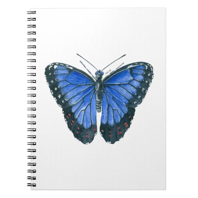 Caderno Espiral Pintor aquoso da borboleta Azul Morpho (Frente)