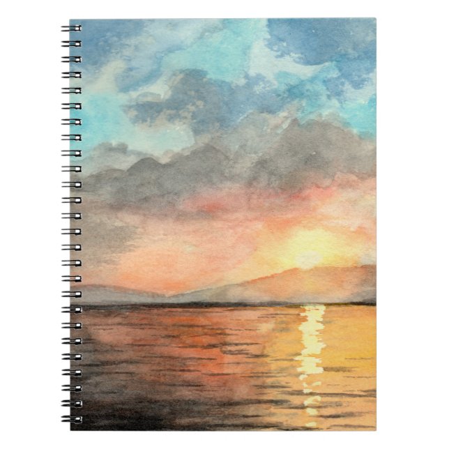 Caderno Espiral Pintor aquoso sunset no notebook (Frente)