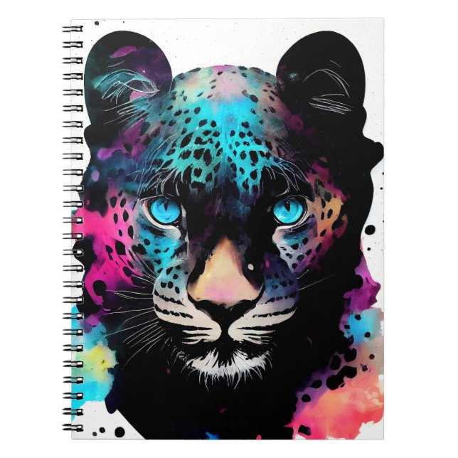 Caderno Espiral Pintor de Cores de Animais Selvagens de Leopard (Frente)