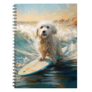 Caderno Espiral Pintor De Surfe De Praia De Coton De Tulear