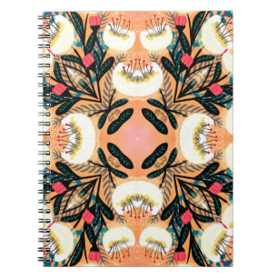 Caderno Espiral Pintor manual de padrão uniforme simétrico folia