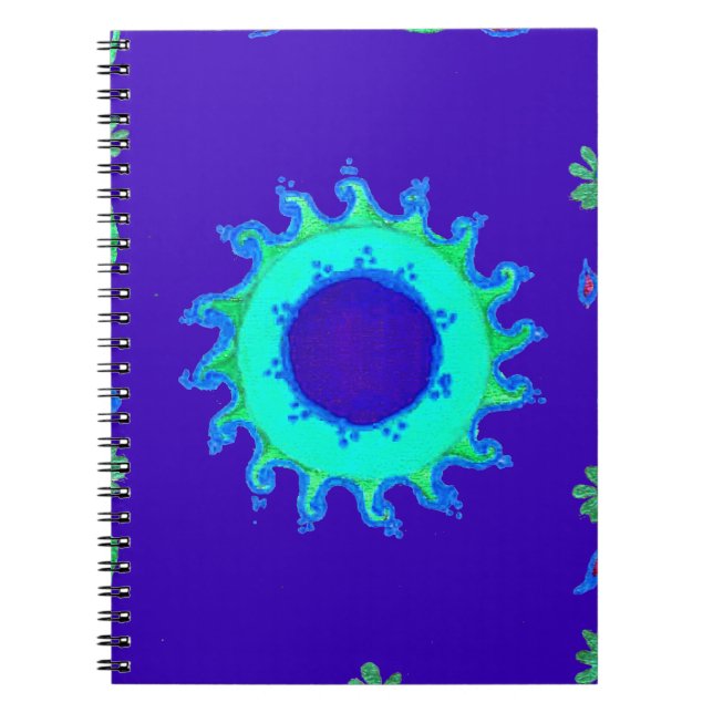 Caderno Espiral Pintura a óleo azul iridescente (Frente)