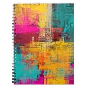 Caderno Espiral pintura a óleo de abstrato, fundo expressivo.