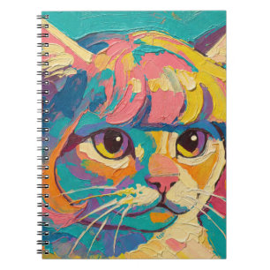 Caderno Espiral Pintura a óleo de gato fofo (#5)