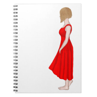 Caderno Espiral Pintura a Óleo de Menina com Vestido Vermelho