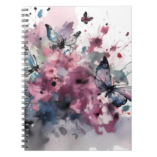 Caderno Espiral Pintura a Tinta Flores Boho