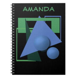 Caderno Espiral pintura abstrato, abstração, verde e preto