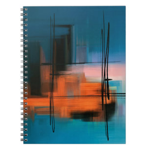 Caderno Espiral Pintura abstrato acrílica colorida. Terra surreal