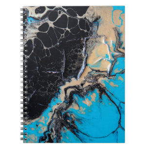 Caderno Espiral Pintura abstrato azul e preta