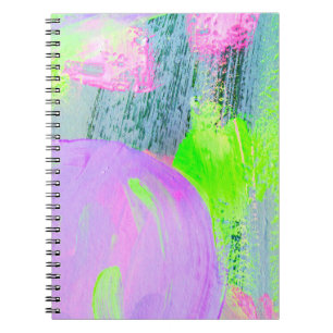 Caderno Espiral pintura acrílica desenhada à mão sobre fundo de ab