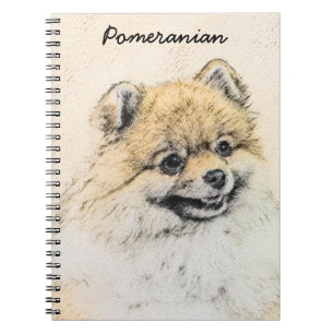 Caderno Espiral Pintura (alaranjada) de Pomeranian - arte original