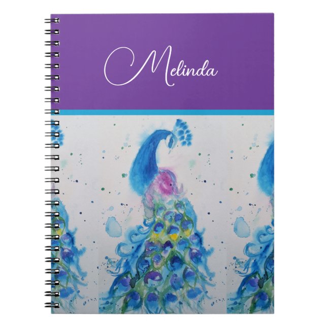 Caderno Espiral Pintura Azul de Peacock Elegante (Frente)