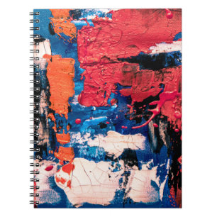 Caderno Espiral Pintura azul, laranja, vermelha e preta